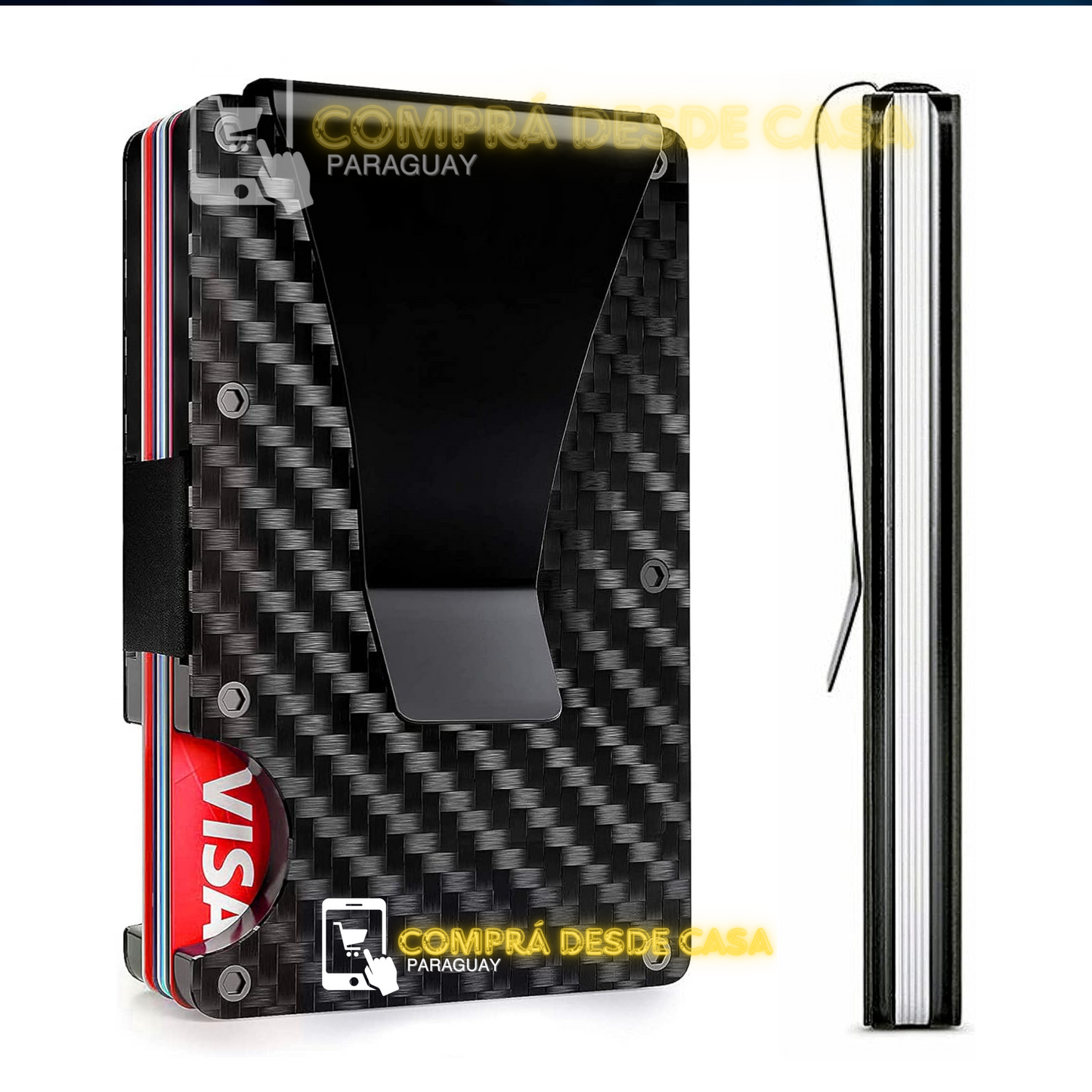 BILLETERA TARJETERO ANTIROBO DE FIBRA DE CARBONO