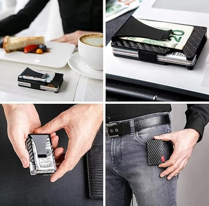 BILLETERA TARJETERO ANTIROBO DE FIBRA DE CARBONO