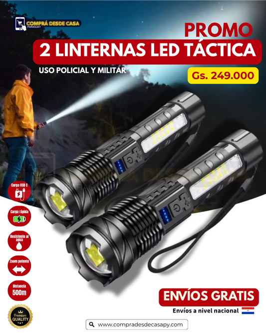 COMBO DE 2 LINTERNAS LED - USO POLICIAL Y MILITAR