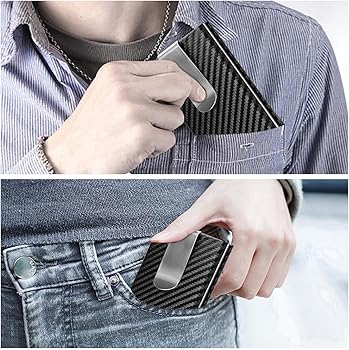 BILLETERA TARJETERO ANTIROBO DE FIBRA DE CARBONO