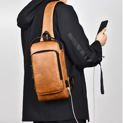 MOCHILA BANDOLERA ANTIRROBO - 100% CUERO