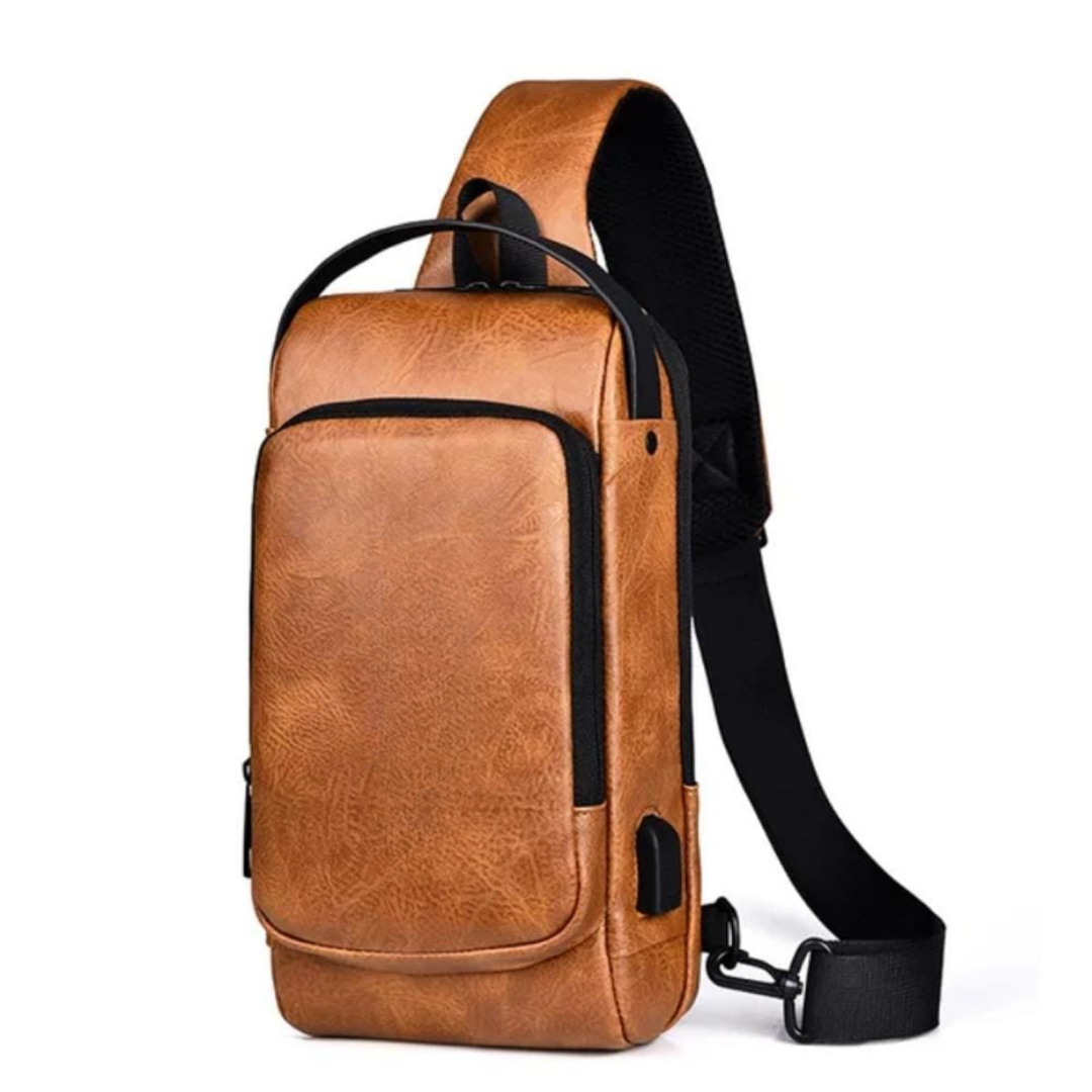 MOCHILA BANDOLERA ANTIRROBO - 100% CUERO