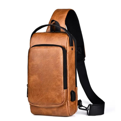 MOCHILA BANDOLERA ANTIRROBO - 100% CUERO