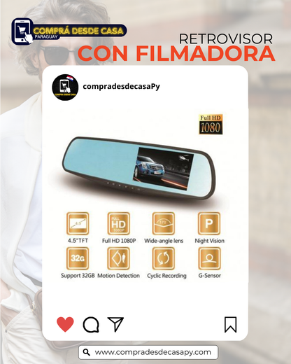RETROVISOR CON FILMADORA FULL HD