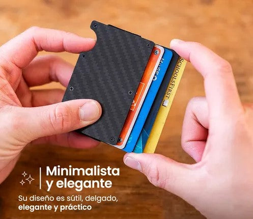 BILLETERA TARJETERO ANTIROBO DE FIBRA DE CARBONO