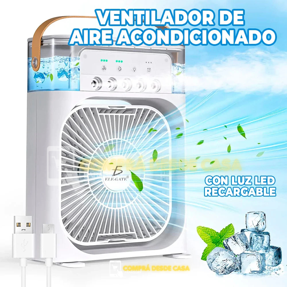 HUMIDIFICADOR PORTÁTIL - VENTILADOR 3 EN 1