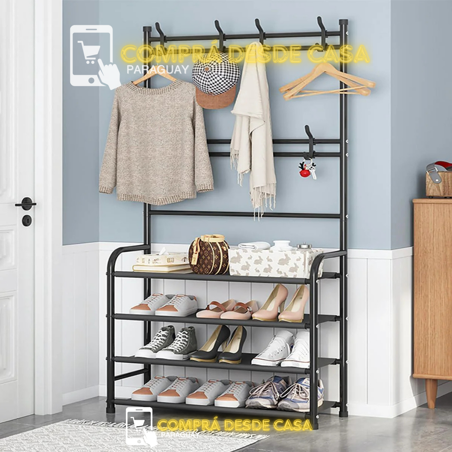 ZAPATERO CON PERCHERO ORGANIZADOR