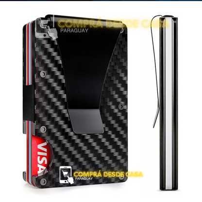 BILLETERA TARJETERO ANTIROBO DE FIBRA DE CARBONO